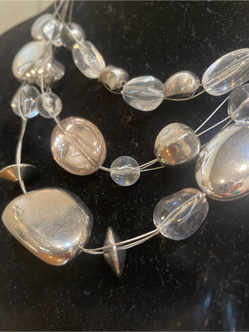 Chico's Multi-Strand Silver-Tone Bead Necklace - Picture 8 of 8